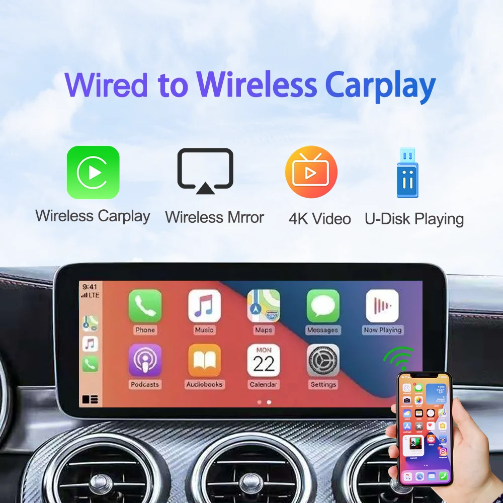 

For Citroen Wireless Carplay Dongle Mirror link 4k Video Car Multimedia Player Android 9.0 Wired to Wireless Carplay 3.0 Version
