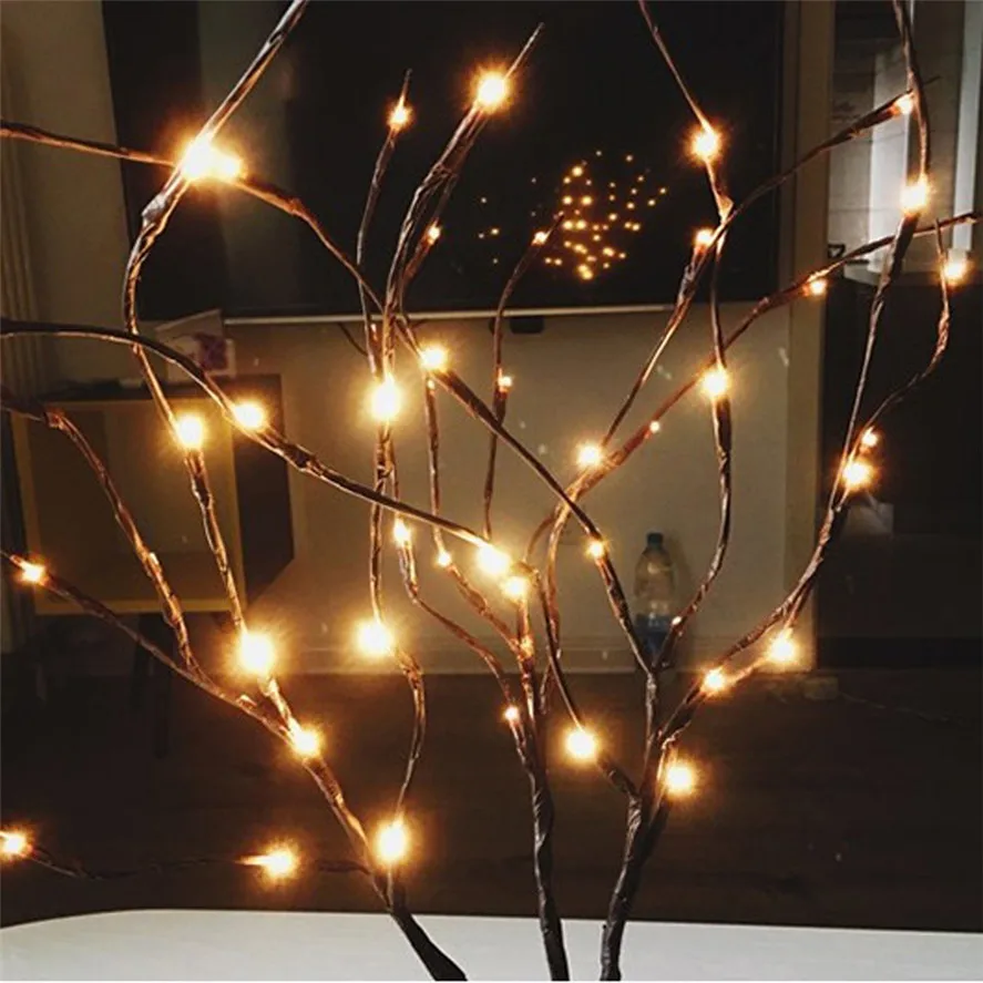 Новогодний Настольный светильник с цветочным декором 1 шт. 20 лампочек светодиодный светильник "Ветка ивы" Цветочный светильник s декор для рождественской вечеринки D13#30