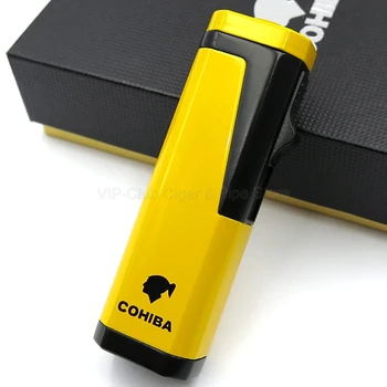 

Cohiba Gadgets Metal Cigar Cigarette Lighter 3 Torch Jet Flame Refillable With Punch Gadget Smoking Tool