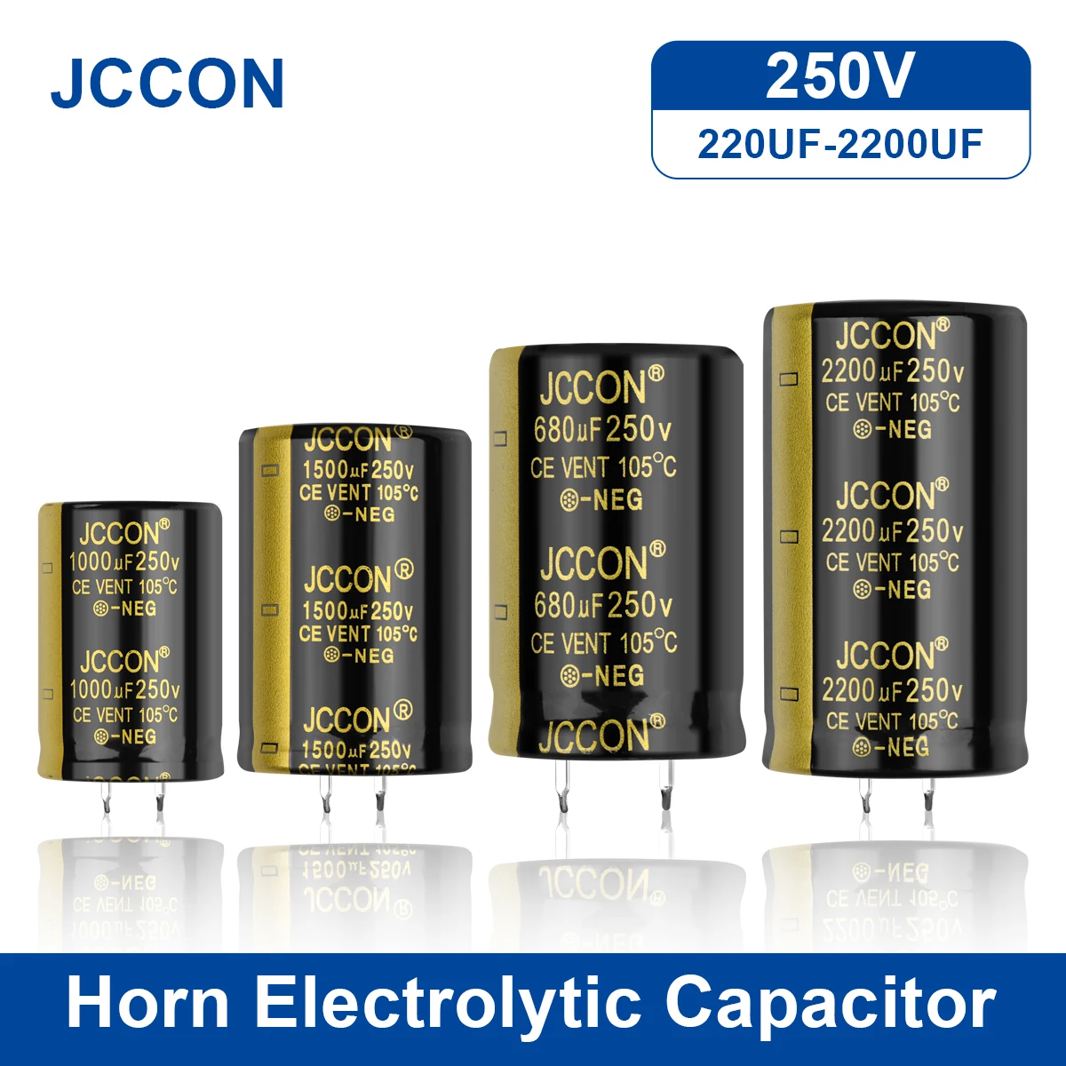 2Pcs JCCON Audio Electrolytic Capacitor 250V 220UF 330UF 470UF 680UF 1000UF For Audio Hifi Amplifier High Frequency Low ESR viborg rc101 4pcs high quality new brand none plating 99 995% pure copper hifi audio power amplifier rca female sockets