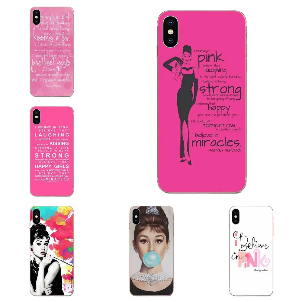 Чехол из ТПУ с рисунком Одри Хепберн I Believe In Pink для Huawei Honor Mate Nova Note 20 20s 30 5 5I 5T 6 7I 7C 8A