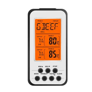 

Digital BBQ Thermometer Wireless Kitchen Oven Food Cooking Grill Smoker Meat Thermometer with Probe Timer Temperature Alarm