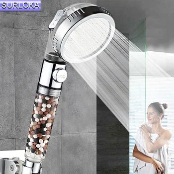 

Shower head 3-Function SPA with switch on/off button high Pressure Anion Filter Boosting Bath Head Bathroom Water Saving Shower