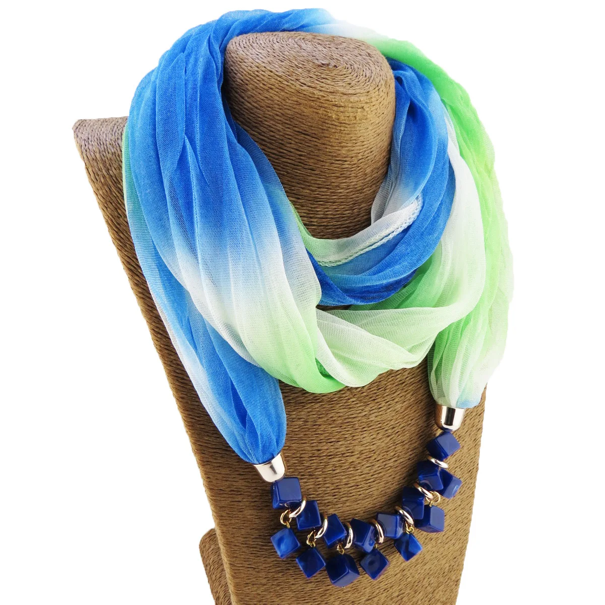 H605dc290b82842c1a7efcb9368f2d8d4b Fashion Lady Gradient Color Silk Scarf Ring Simple Bead Pendant Necklace Ring Scarf Multi-style Lady Muslim Head Scarves Hijabs Mallzona
