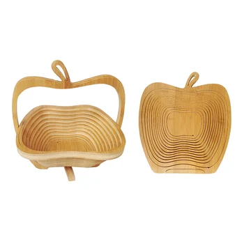 

apple shape bamboo foldable fruit basket