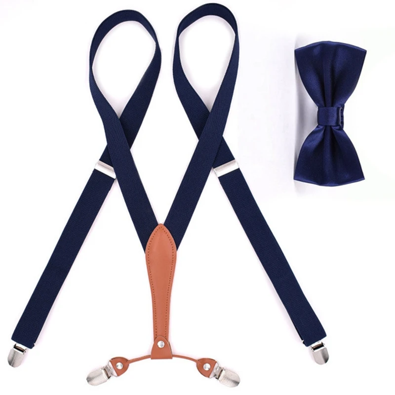 Sale 2pcs/комплект с подтяжками галстуком бабочкой Взрослые Подтяжки 3 зажимы