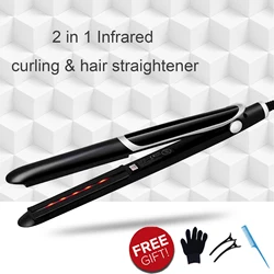 Professional Hair Straightener Curler Hair Flat Iron Negative Ion Infrared Hair Straighting Curling Iron Corrugation Hair Care