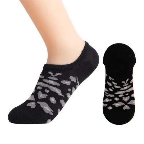 blackF 3Pairs/lot=6pieces Leopard Boat Socks Ladies Cotton Invisible Summer Women Fashion Socks Wild College Wind Socks Female - Цвет: blackF