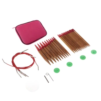 

13 Pairs Interchangeable Bamboo Aluminum Circular Knitting Kits for Crochet Lovers Family Friends Sewing Accessories