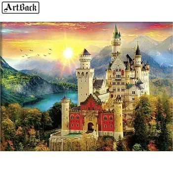 

ARTBACK 5d diy diamond painting castle landscape full square / round 3d diamond embroidery diamond mosaic gift