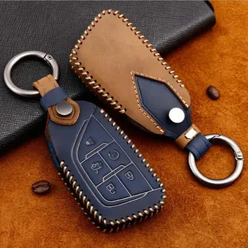 

Genuine Leather Key Cover For Cadillac CT5 2019 2020 5 Button Smart Remote Car Key Case