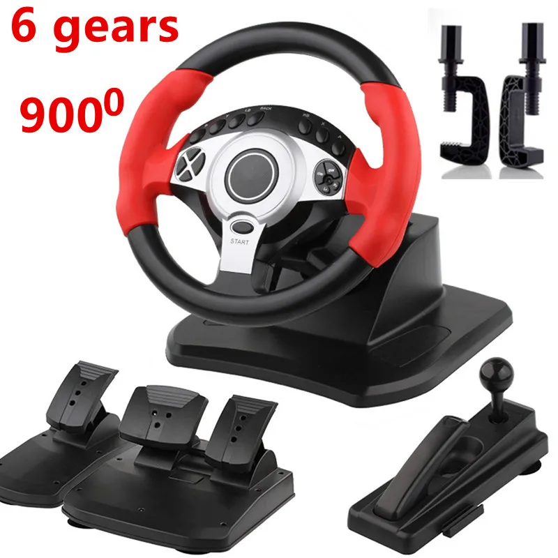 Simulador de Condução Android Engrenagens Jogos Volante Computador Usb Jogo Joystick 900 Graus Simulação h Engrenagem Corrida Gameing tv 6