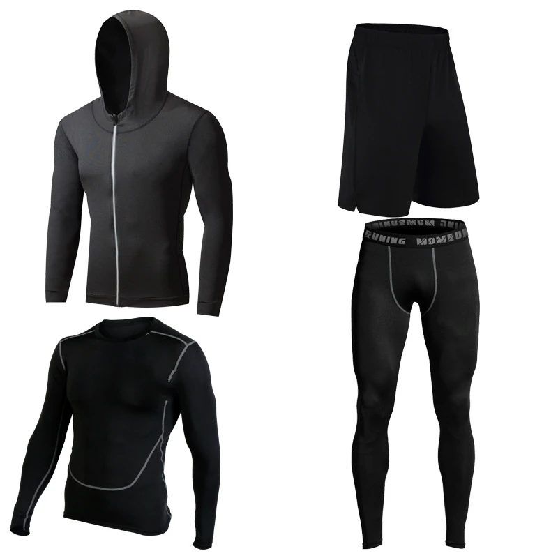 Men Outdoor Running Compression Sets Tights Fitness Breathable Quick-Dry Multicolor Gym Sportswear Skinny Training Running Sets