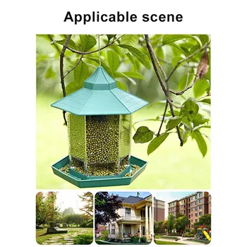 

N Hanging Wild Birds Feeder Automatic Trough Gazebo Birds Feeder and Garden Decoration for Birds Watchers Birds Food Box TE889