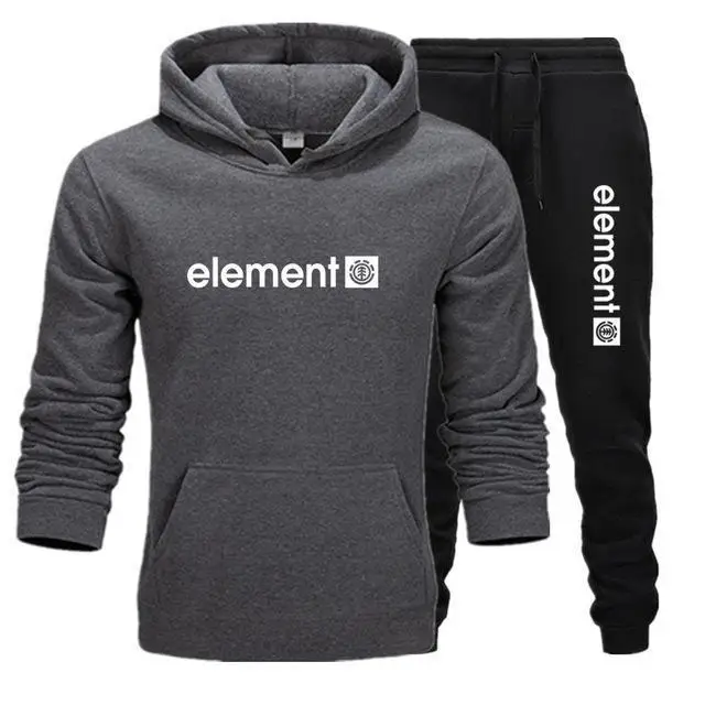 dark gray-black Новые спортивные облегающие комплекты для мужчин s Jogger Gyms, модный спортивный костюм, мужская спортивная одежда, толстовки+ штаны, спортивный костюм, комплект для мужчин - Цвет: dark gray-black