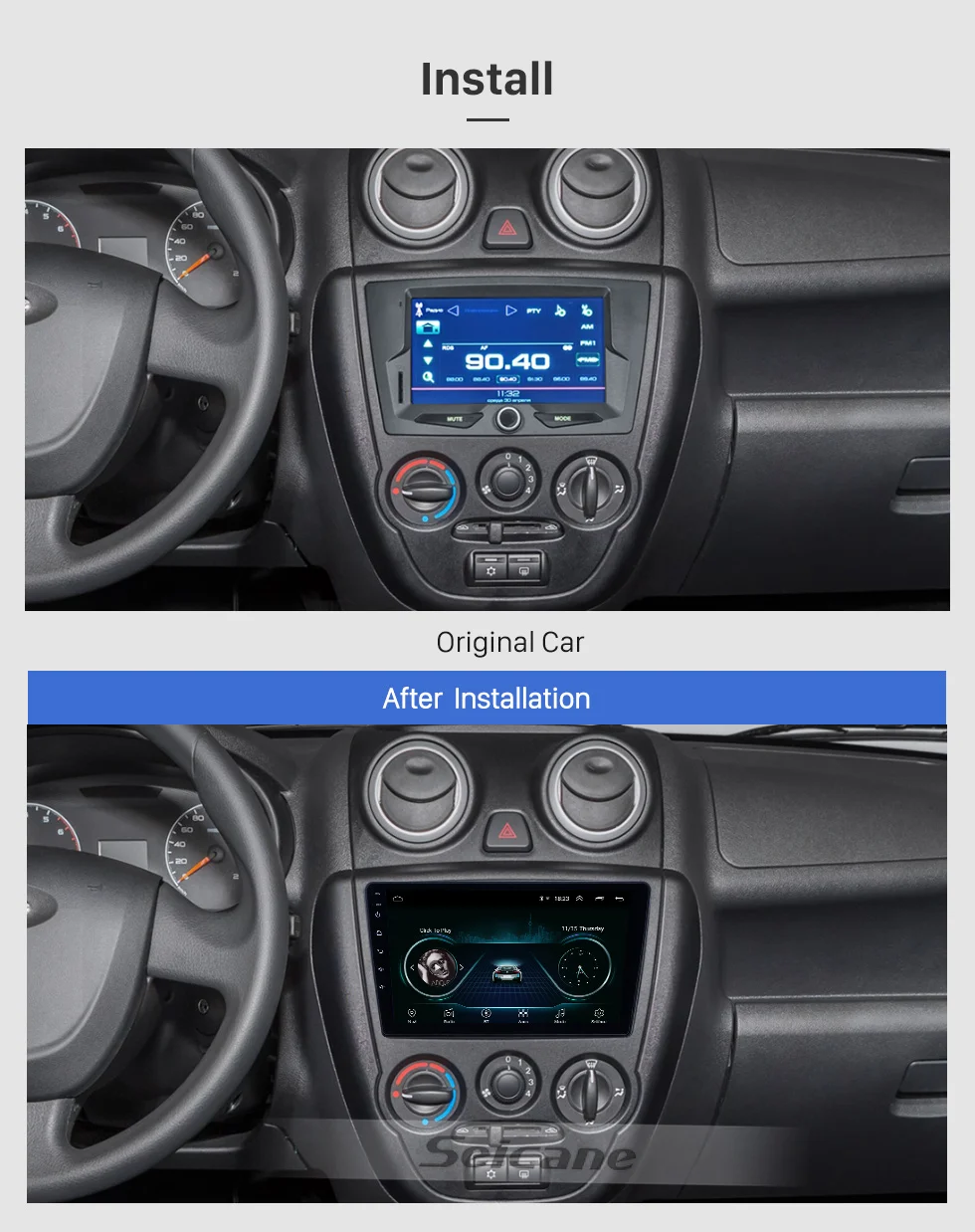 Seicane 9 дюйм, Bluetooth, GPS Автомагнитола Android 9,1 для Lada Granta 2011- с HD сенсорным экраном Поддержка Carplay резервная камера