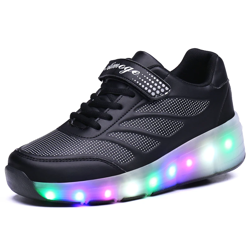 Детские светящиеся кроссовки для девочек с колесами; Светодиодный светильник; роликовые коньки; Спортивный светящийся светильник; обувь для детей; обувь для мальчиков; цвет розовый, синий, черный