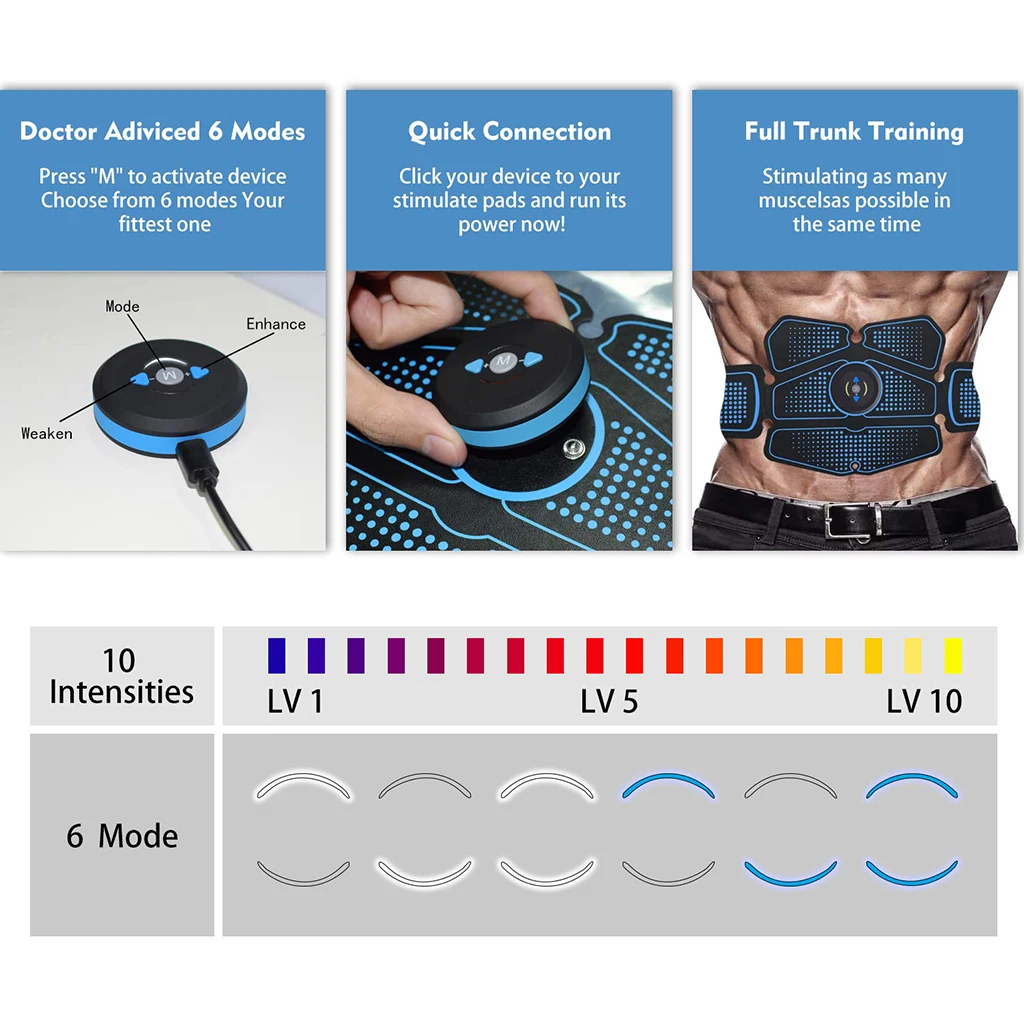 ABS Stimulator Muscle Toner Fitness Lifting Buttock Abdominal Toning Belt Muscle Trainer Weight loss Body Slimming Massage