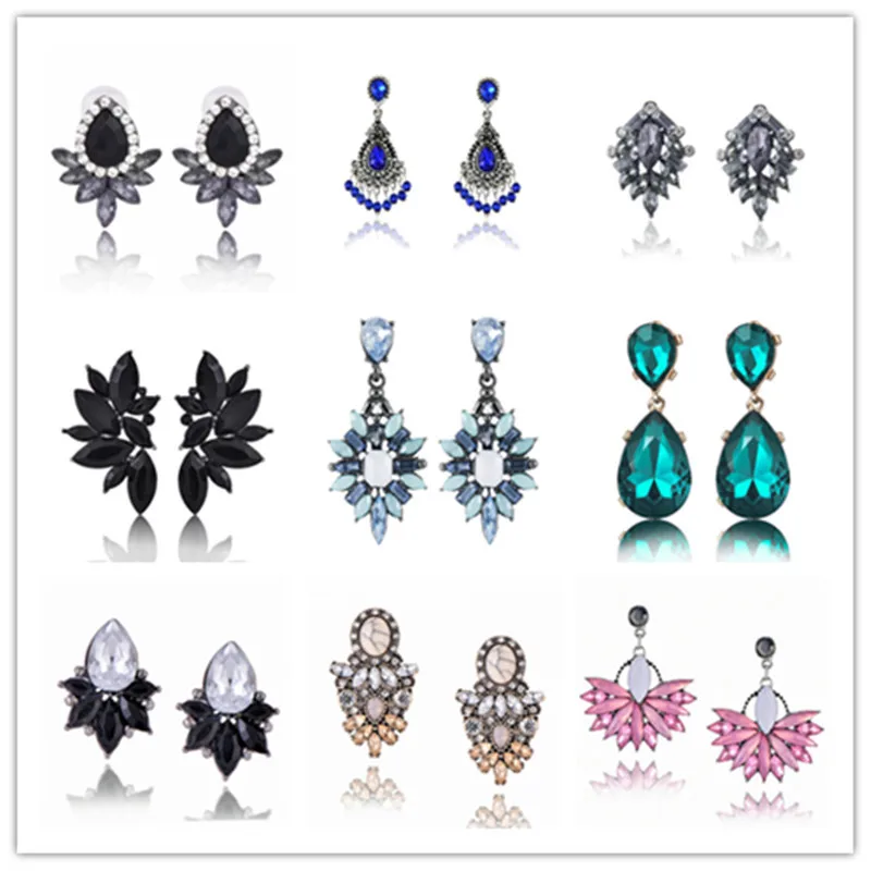 

Multiple Vintage Ethnic Crystal Drop Hanging Earrings Pave Shiny Rhinstone for Women Female Party Jewelry Ornaments Accessories