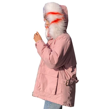 

Jacket Parka Warm Hooded Jacket female long down es loose thickening padded jacket 1811