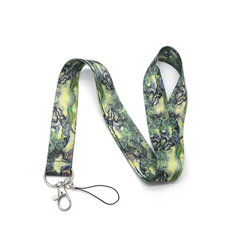 

30pcs/lot Van Gogh Cypress Tree Lanyard Ribbon Necklace Strap DIY Key USB Badge Holder Hang Rope Customizable Lanyard DC120