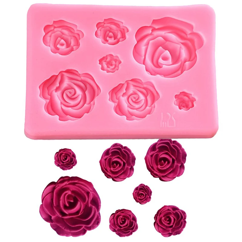 1Pcs Rose 3D silicone Soap Molds for Soap Making Handmade Non-toxic Pink Silicone Soap Candle Chocolates Mold Food Mold