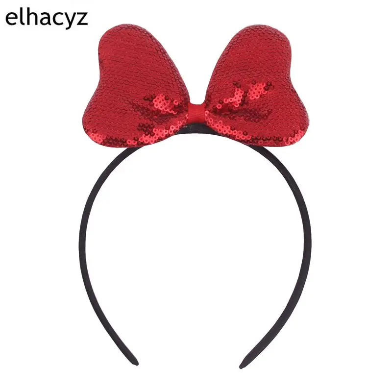 

1PC Spring Summer Sequins Bow Mini Mouse Hairband Cute Children Headband 5'' Bow Party Girls DIY NEW Hair Accessories Gift Femme