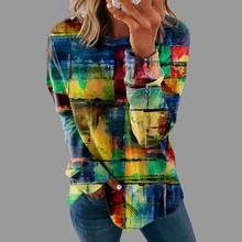 

2022 Spring Autumn Women Sweatshirt Ink Plaid Nostalgia Trend Pullover Tops Street Fashion Female Loose High Quality Clothing