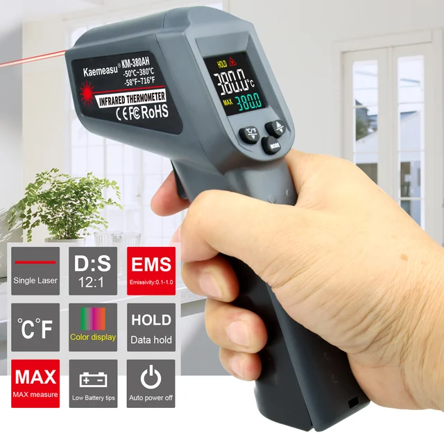 Digitális Infravörös Hőmérő Egy/Kettős Lézer Nem Érintkező Termometro Pisztoly Ipari Magas Hőmérséklet-Mérő Lcd Színes Kijelző - Image 3