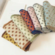 Милый Винтажный детский зимний теплый шарф с узором в горошек; Модный шарф; вязаный воротник для малышей; уличная одежда; шарфы разных цветов