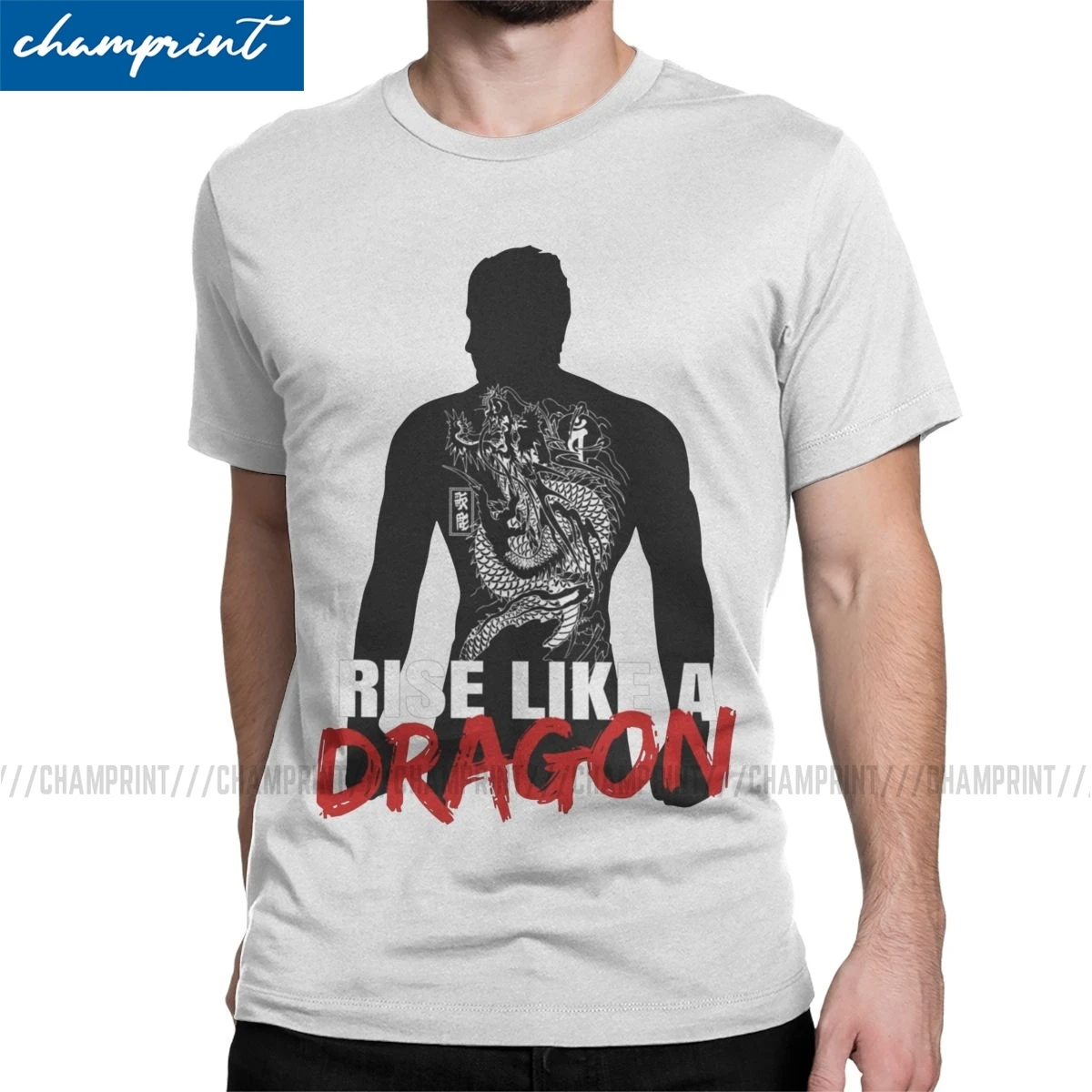 Футболка мужская из чистого хлопка с надписью Rise Like A Dragon|Футболки| |