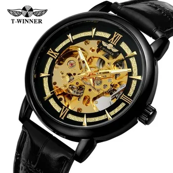 

Men Watch Automatic Mechanical Wristwatch T-winner Brand Leather Clock Gift Hot Relogio Masculino Drop Shipping Wholesale