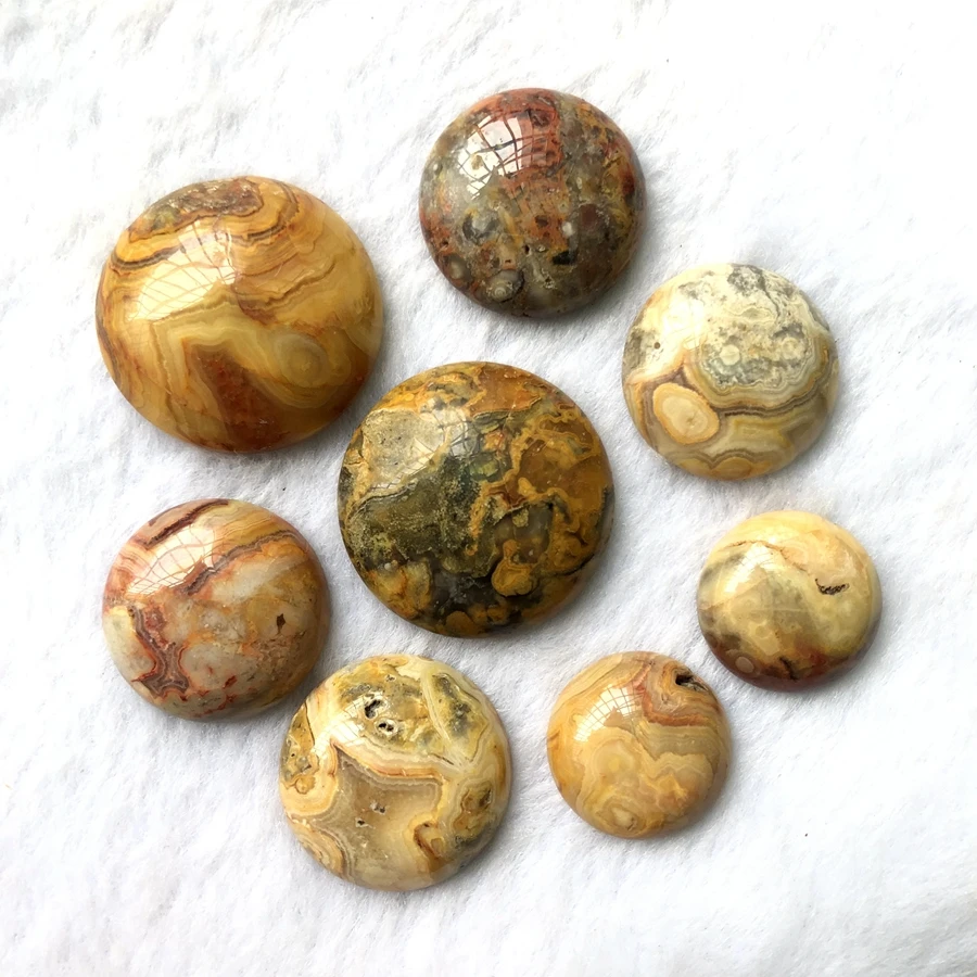Wholesale 4pcs 100% Natural Crazy Agate Cream Stone Bead Cabochon 20mm 25mm 30mm Round Gem stone Pendant Ring Face | Украшения и
