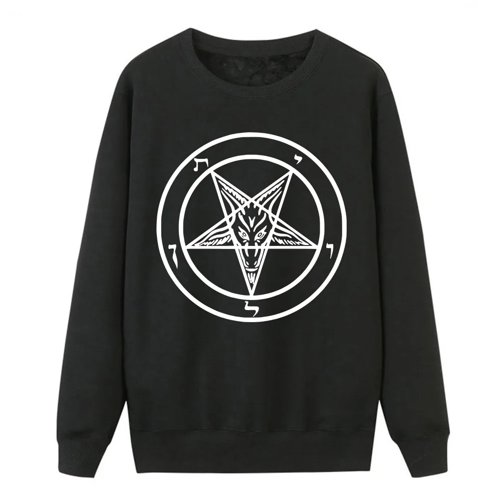

Hoodies Pullover for Women 2019 Hot Sell New Spring Winter Hoodies Sweatshirt Pentagram Gothic Occult Satan Print Pullover Women