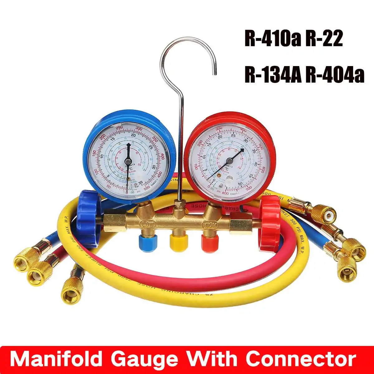 Manifold Gauge with Connector Refrigerant Device Pressure Gauge