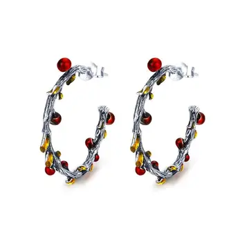 

Creative Earrings with Leaves and Fruits 925 Silver Earrings Charming Jewelry