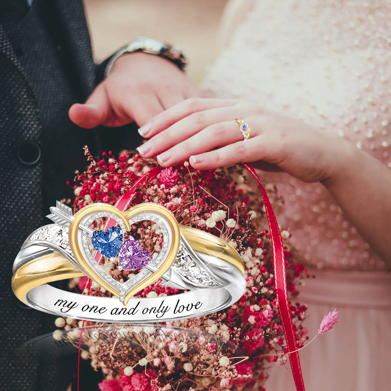 Fashion Ring Heart Crystal Love Women Wedding Engagement Party Jewelry Size 6-10 Sliver Color For Woman Female#50 | Украшения и