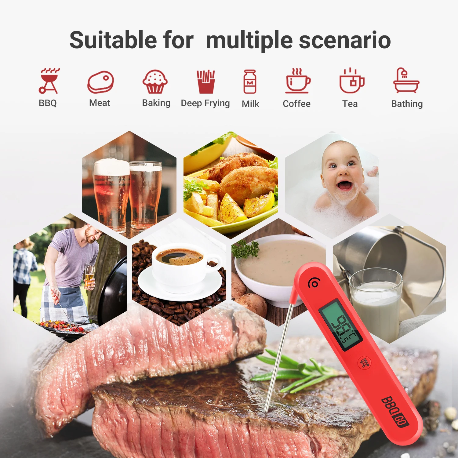 Digital LCD Thermometer Küche Kochen Lebensmittel BBQ Fleisch Temperatur  Sensor -20 zu 300 Celsius Sonde Ofen Temperatur Meter Werkzeug - AliExpress