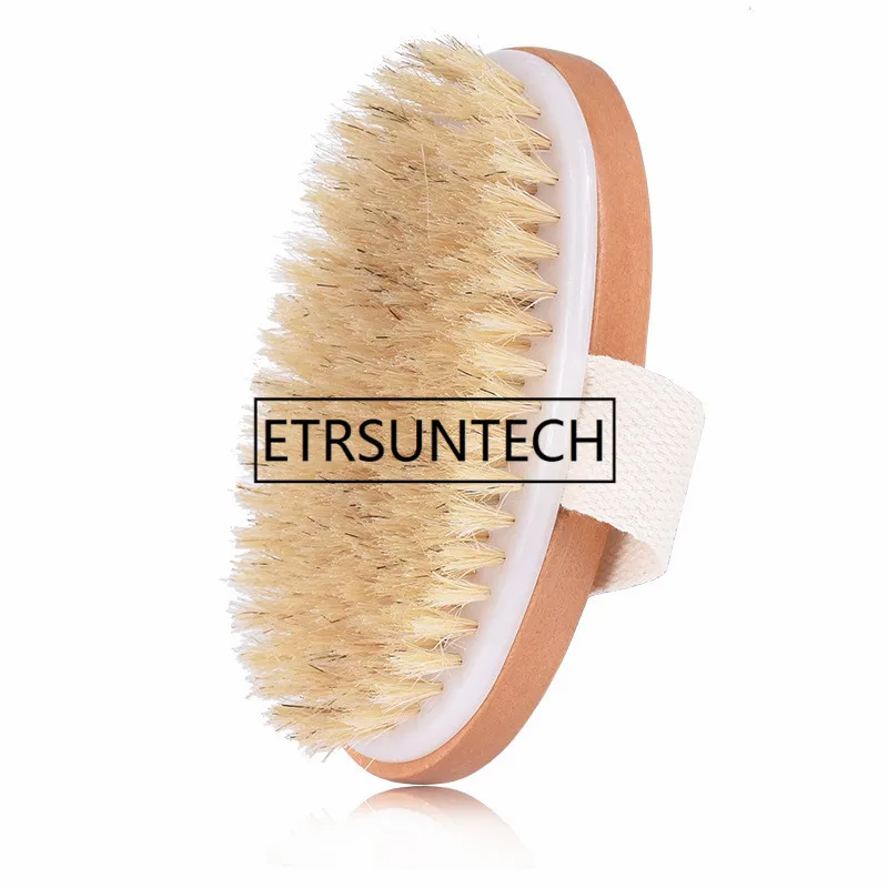 50pcs Natural Shower Brush Massage Brush Boar Bristles Soft Bath Brush Wooden Bathroom Shower Clearning Tool