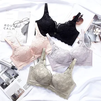 

Dark Perfume Spring And Summer New Sexy Lace Gathered Small Chest Ladies Underwear Without Steel Ring Beautiful Comfortable