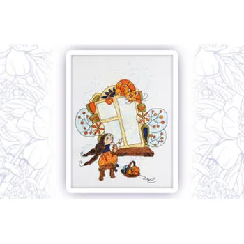 

612 set for embroidery with a cross Astrea 'at the window '23x30 cm