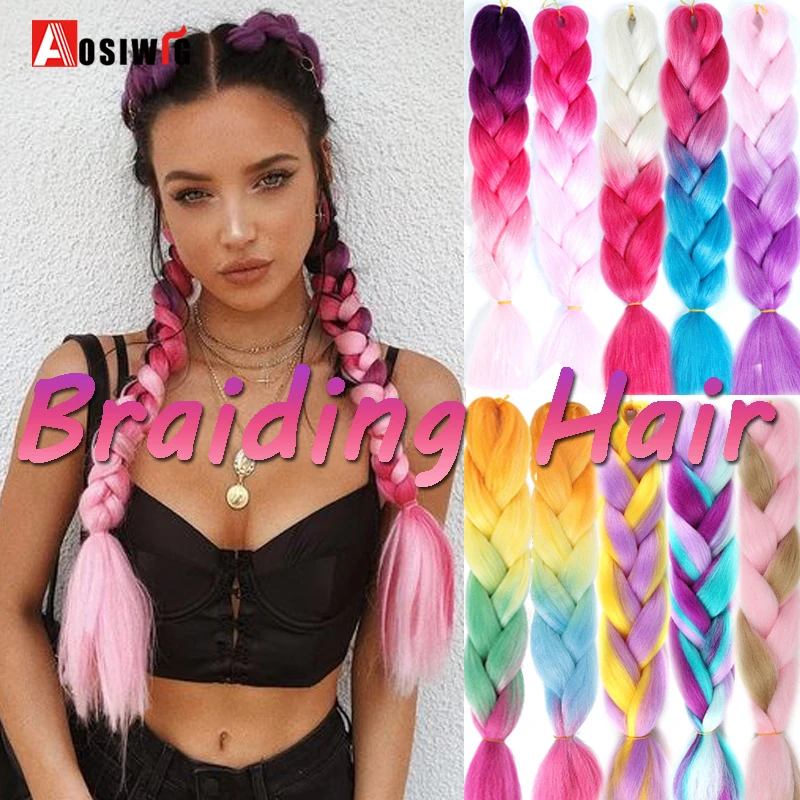 Good Buy Hair-Accessories Braiding-Hair-Extensions Jumbo Braids Blue Ombre Kanekalon African Pink yGKdx6a7