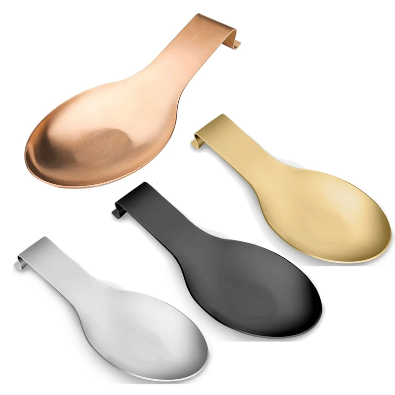 HiYi Repose-cuillère en acier inoxydable pour comptoir de cuisine spatule louche brosse argent accessoires de cuisine 