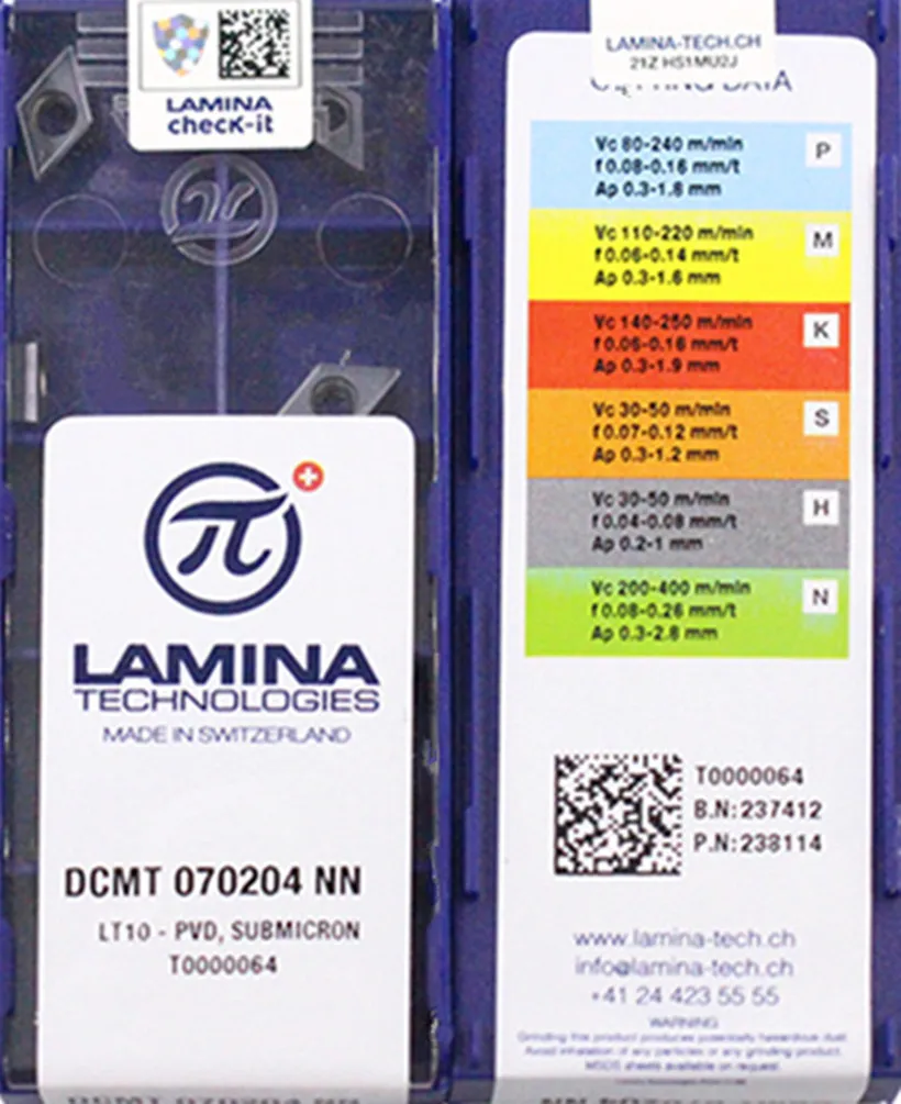 DCMT070204NN LT10 100% оригинальная твердосплавная вставка Lamina обработка: нержавеющая