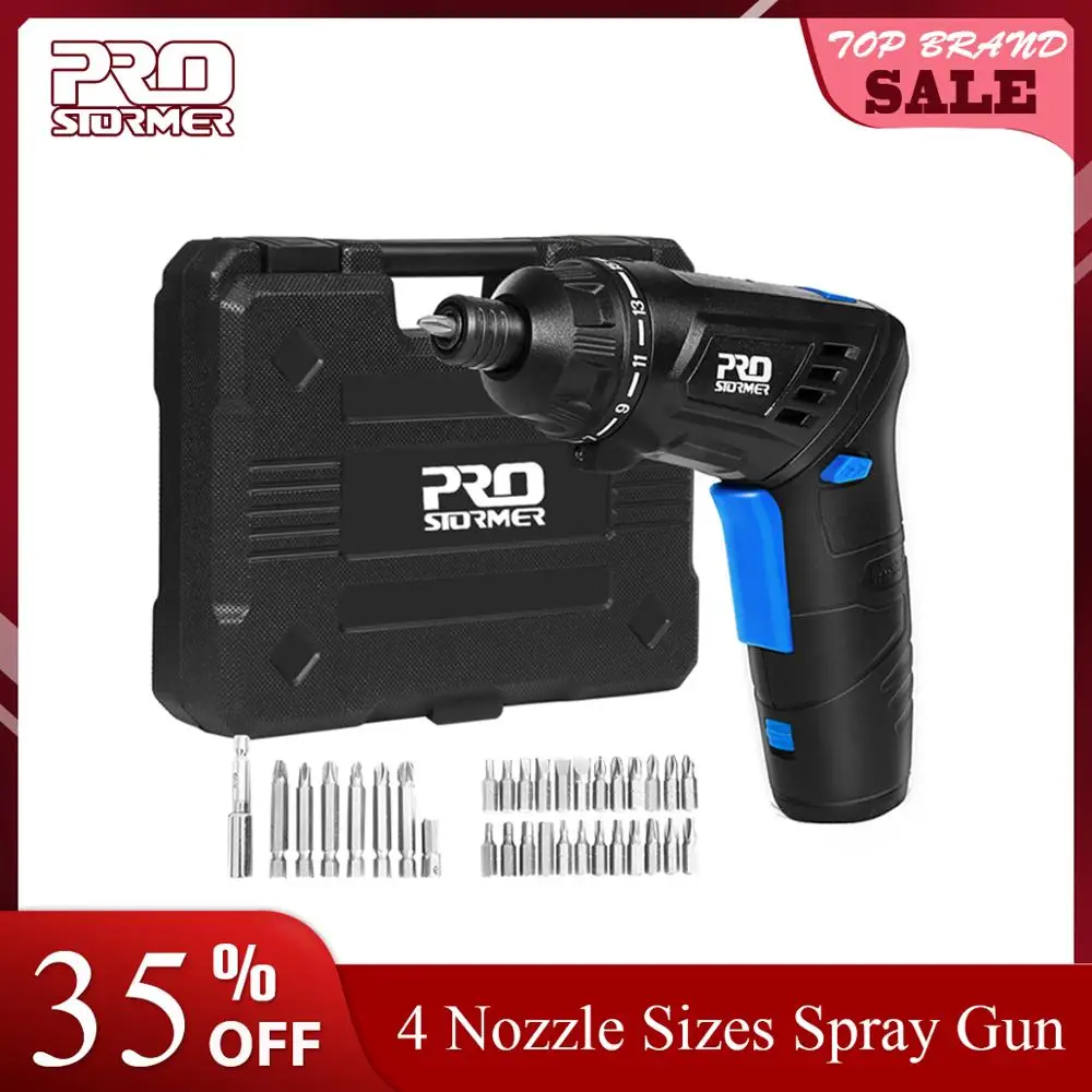 

PROSTORMER 3.6V Cordless Electric Screwdriver Lithium Battery Multifunction Household Screwdriver Work Light Socket Drill Bits