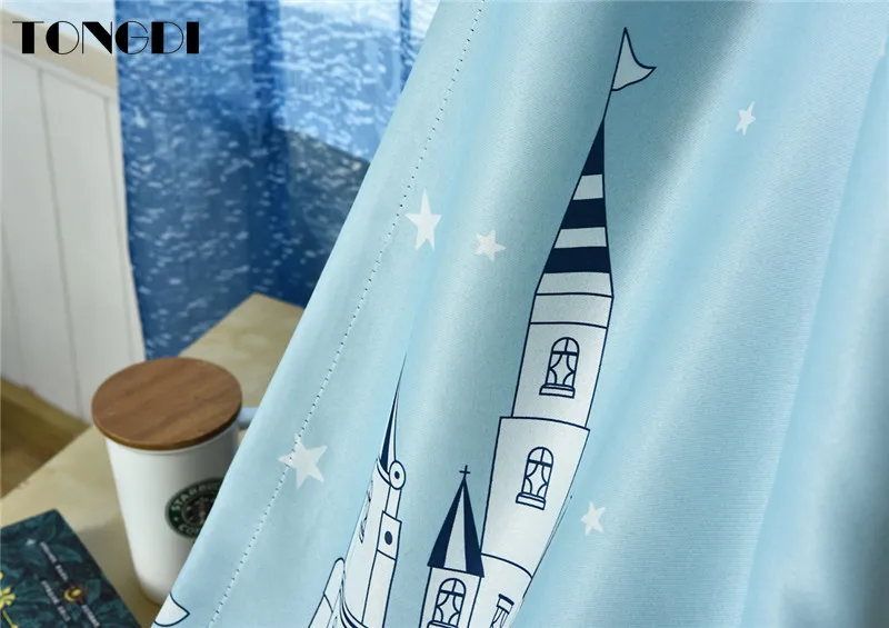 Светонепроницаемые шторы TONGDI с принтом звезд и замка высококачественные