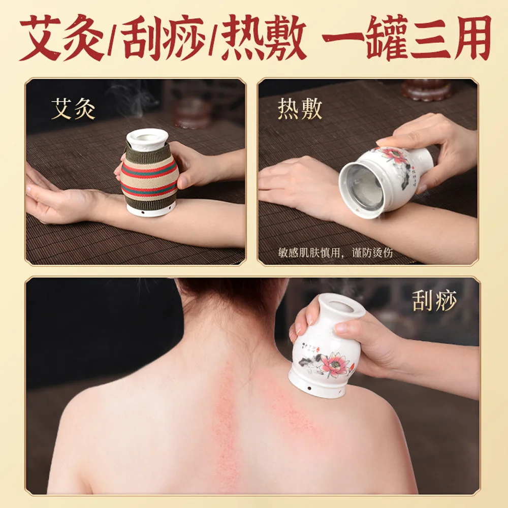 Lotus Moxibustion Cup Heating Therapy Chinese Acupuncture Points Guasha Treatment Massage Moxa Box Burner Sticks
