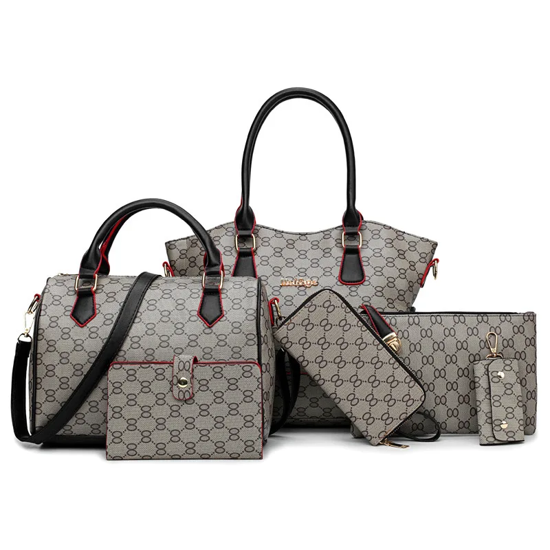 

Fashion And Personality 2018 Spring New Style Versatile Handbag Middle-aged Women's Shoulder Six Pieces Set Different Size Bags