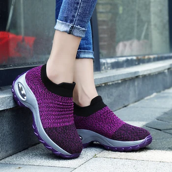 

UPUPER Running Shoes Women Sneakers Breathable Light Walking Flats Shoes Set Foot Sneakers Jogging Flying Weaving Casual Shoes