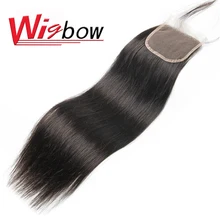 4*4 Lace Closure Brazilian Human Hair Closure With Pre Plucked Straight Closure Swiss Lace Baby Hair Three Part Lace HTonicca